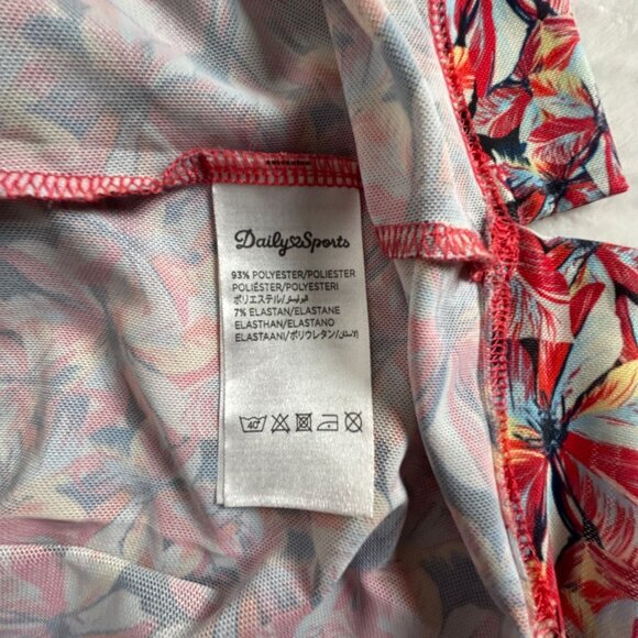 Daily Sports Womens Floral Print Short Sleeve Polo Shirt Medium Stretch Red - Picture 4 of 8